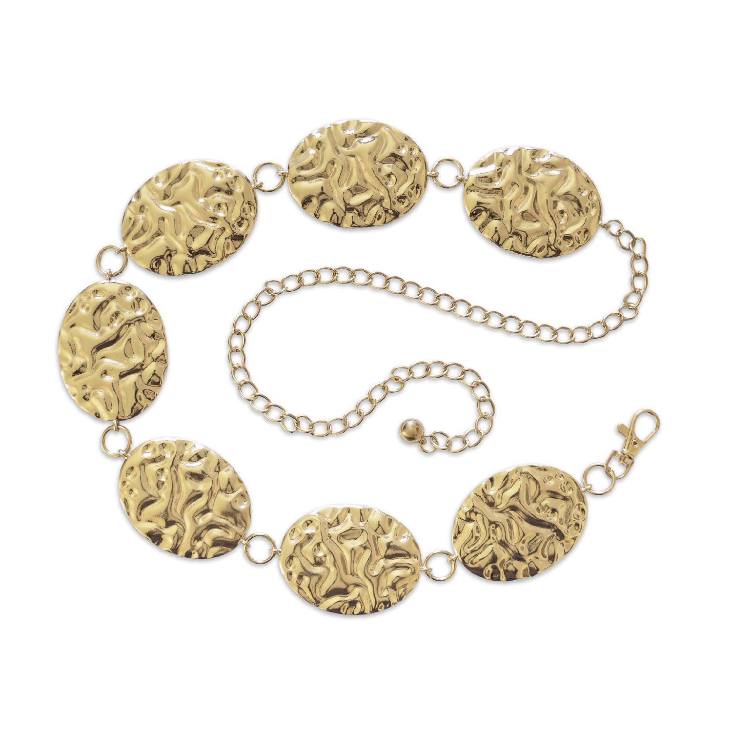 Hammered Metal Western Boho Oversized Concho Chain Belt - Texas Sun Western Wear