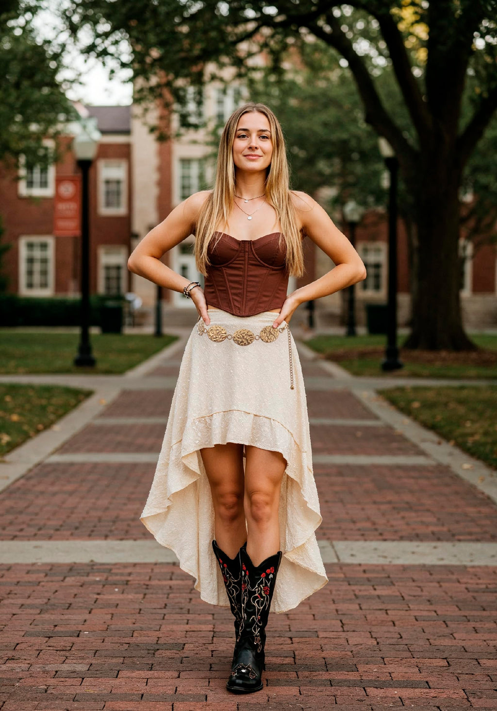 Hammered Metal Western Boho Oversized Concho Chain Belt - Texas Sun Western Wear