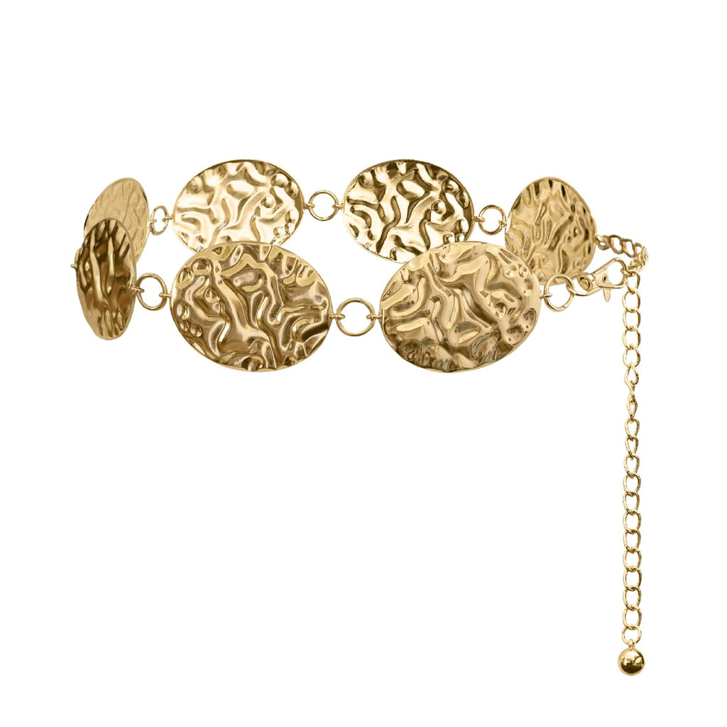 Hammered Metal Western Boho Oversized Concho Chain Belt - Texas Sun Western Wear