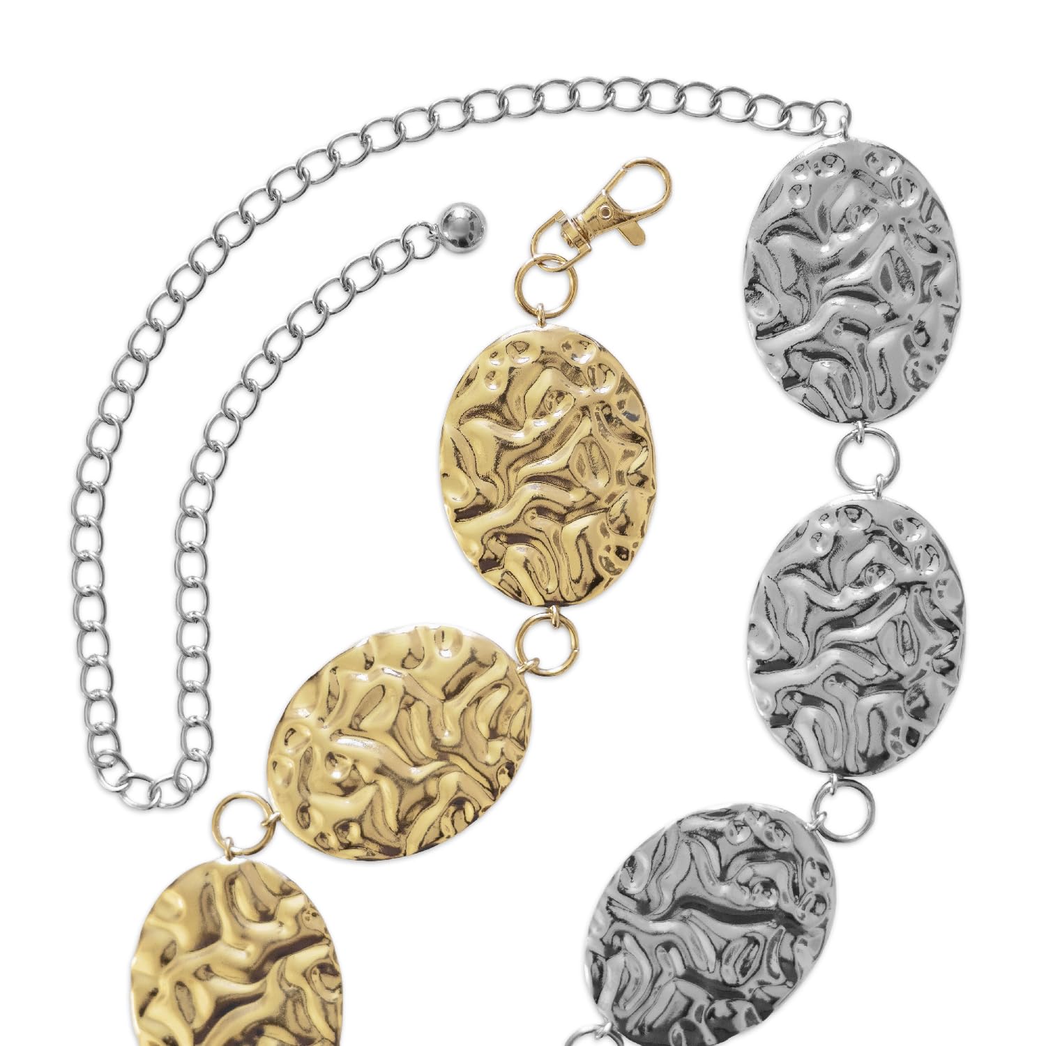 Hammered Metal Western Boho Oversized Concho Chain Belt - Texas Sun Western Wear