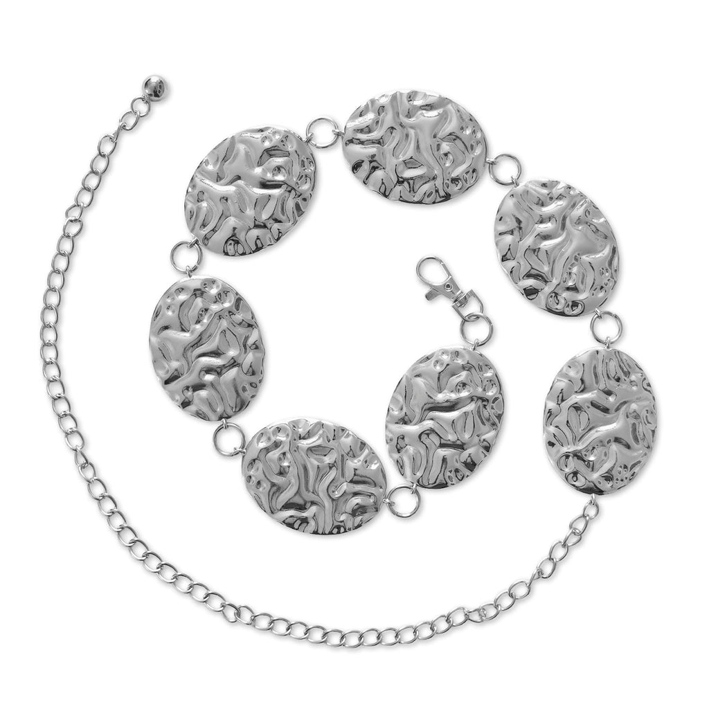 Hammered Metal Western Boho Oversized Concho Chain Belt - Texas Sun Western Wear